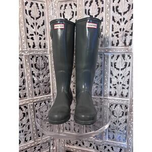 HUNTER Original TALL Knee Length Wellies BOOTS Sz. Women’s 7 Gray/Green Rain